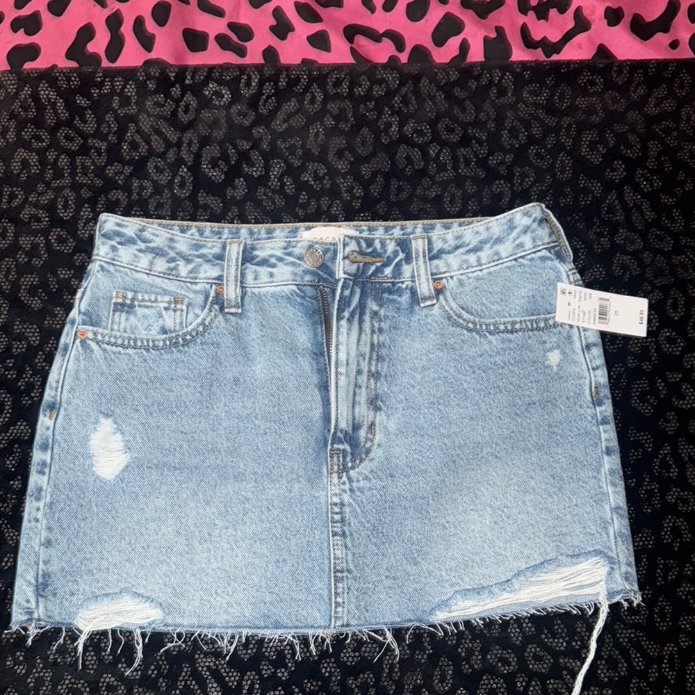 PacSun Light Blue Distressed Mini Skirt